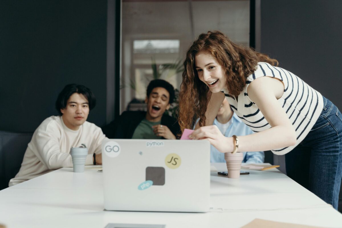 people at a project discussion in office