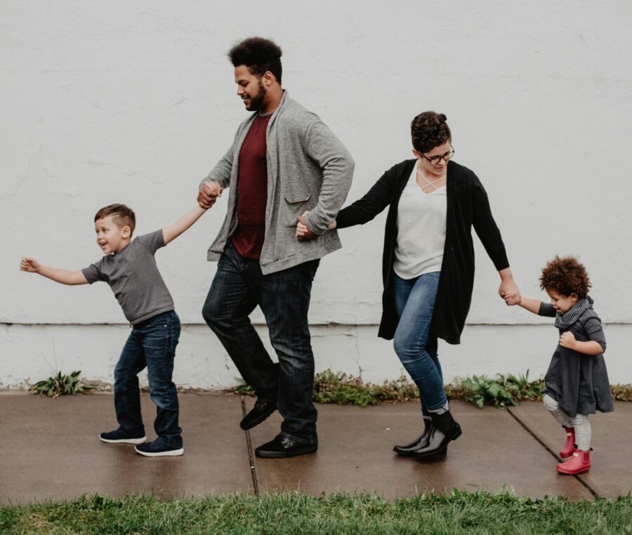 happy family - a walk together