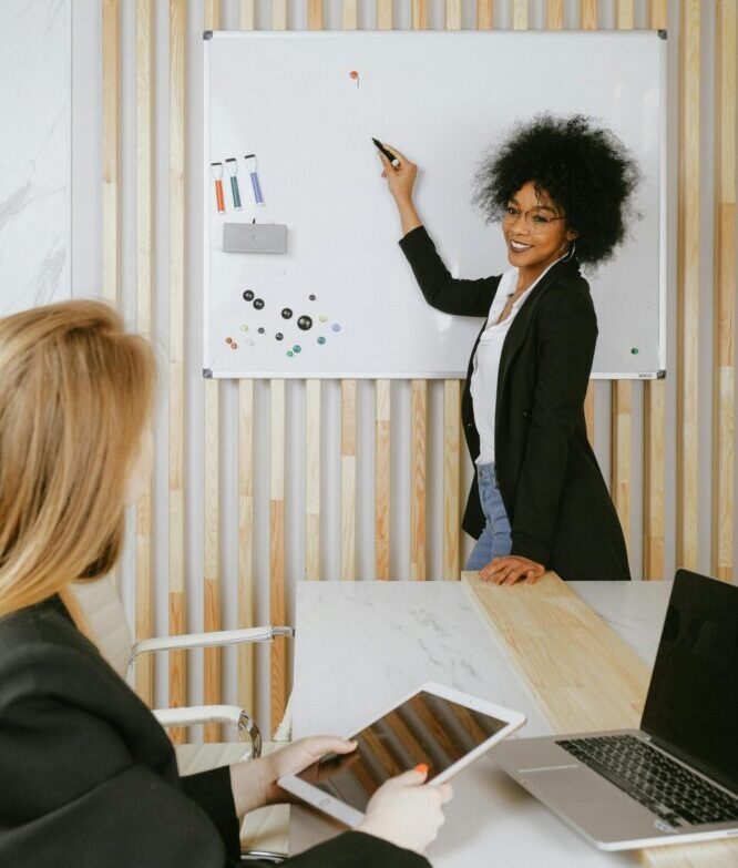 Performance coaching - Help to identify weaker areas, amplify success, whiteboard discussion at work